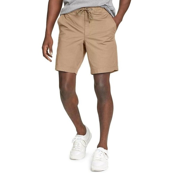 Eddie Bauer Top Out Ripstop Shorts Mens S Flax Brown Hiking Elastic Waist NEW - Picture 1 of 8